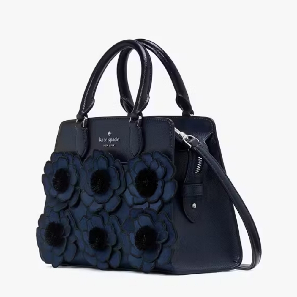 💙🔹️ Kate Spade🔹️ Madison Embroidered Floral Small Satchel IN Blue [ Sold Out] - Picture 3 of 12
